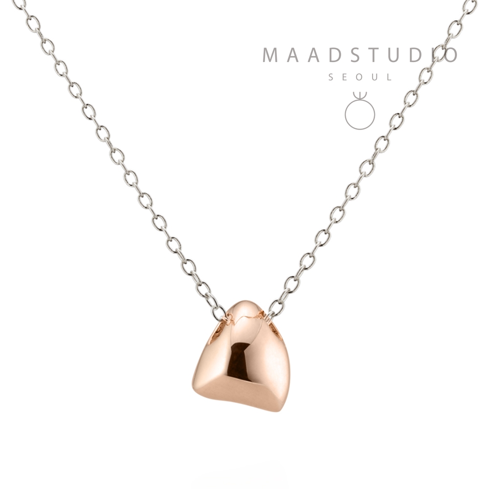 Pebble stone triangle pedant 14k Red gold