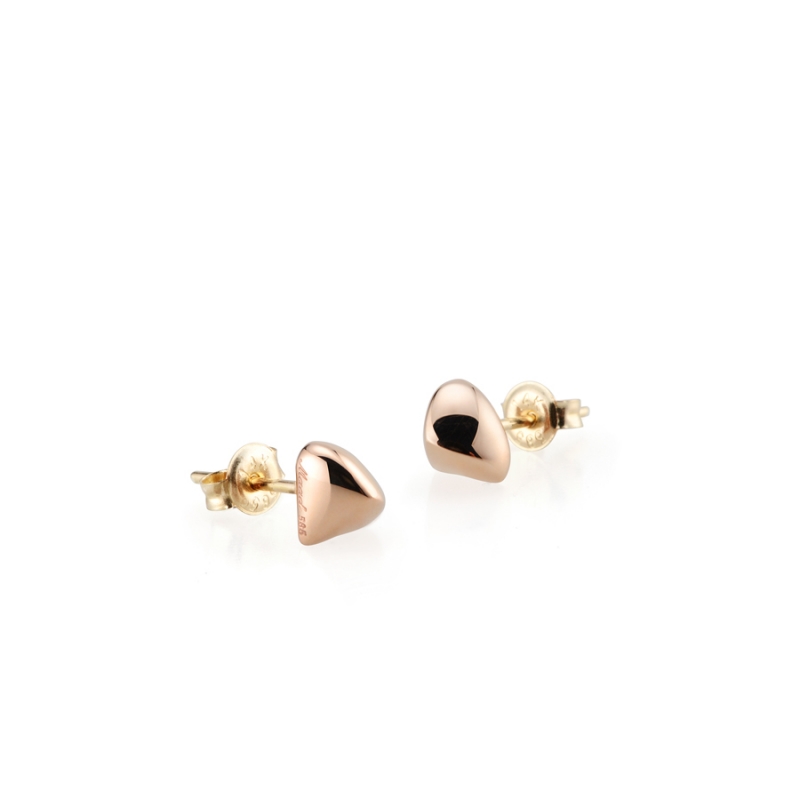 Pebble stone triangle earring 14k Red gold