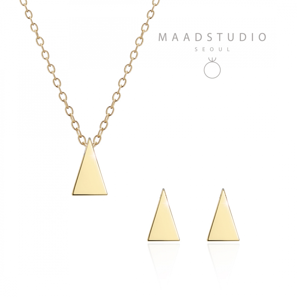 Wedge pendant & earring Set 14k gold