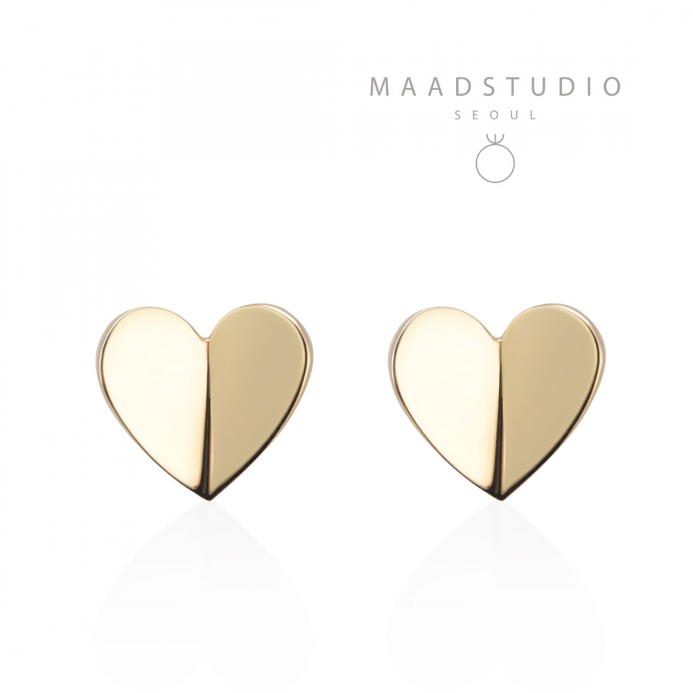 Heart clover earring 14k gold