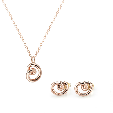 Love heart pendant & earring Set (S&S) 14k Red gold