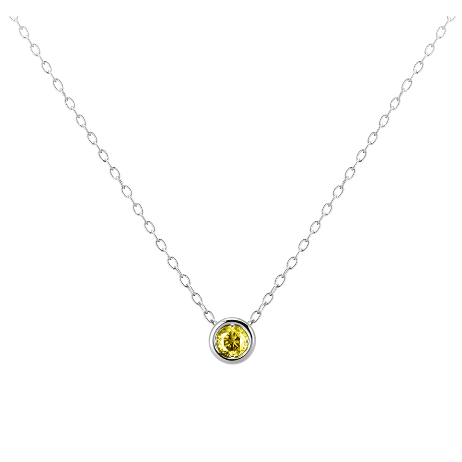 헤미스피어 목걸이 14k 화이트골드 yellow diamond 0.1ct