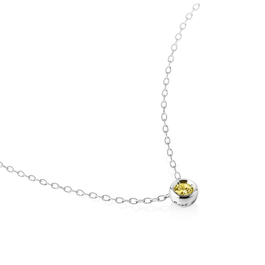 헤미스피어 목걸이 14k 화이트골드 yellow diamond 0.1ct