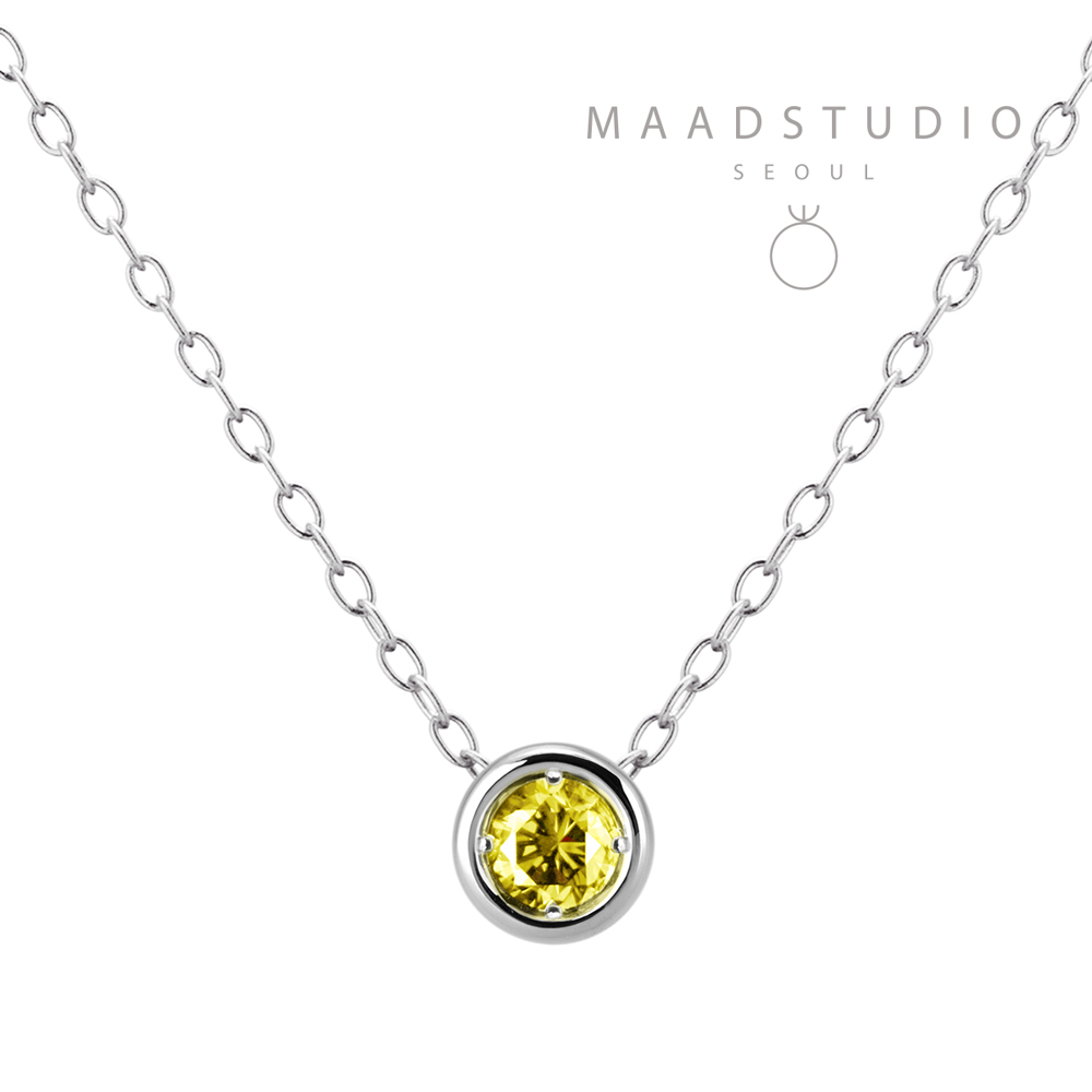 헤미스피어 목걸이 14k 화이트골드 yellow diamond 0.1ct