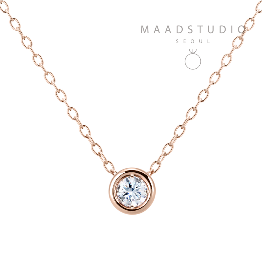 Hemisphere pendant 14k Red gold Diamond 0.1ct