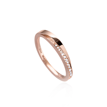 Unison ring (S) 14k Red gold CZ