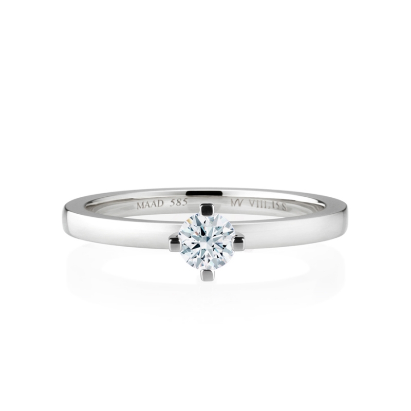 MR-VII Square Solitaire ring 1.5mm 14k White gold CZ 0.2ct