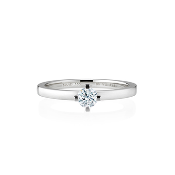 MR-VII Square Solitaire ring 1.5mm 14k White gold CZ 0.2ct