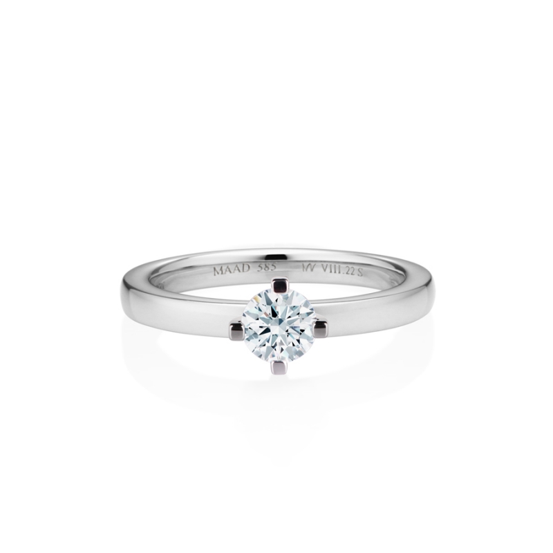 MR-VIII Raised square Solitaire ring 2.2mm 14k White gold CZ 0.3ct