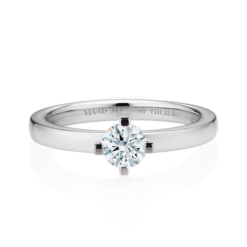MR-VIII 스퀘어밴드_Raised 스퀘어 솔리테어링 2.2mm (소) 14k 화이트골드 0.3ct