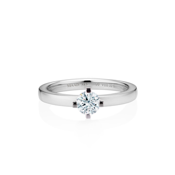 MR-VIII Raised square Solitaire ring 2.2mm 14k White gold CZ 0.3ct