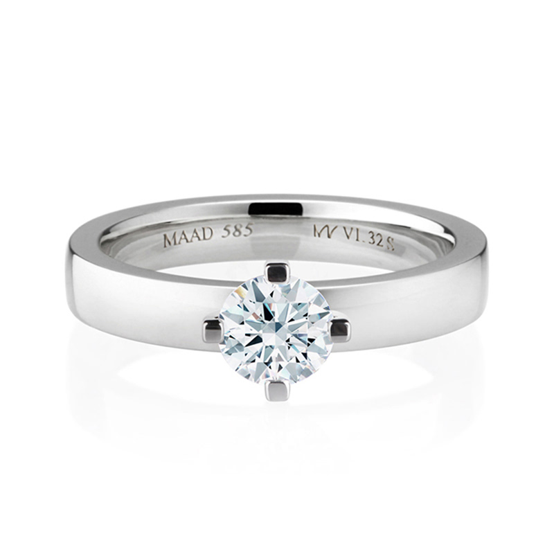MR-VI 아치스퀘어밴드 스퀘어 솔리테어링 3.2mm (소) 14k 화이트골드 0.5ct