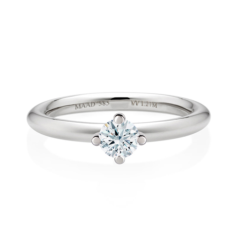 MR-I 오벌밴드_Raised 오벌 솔리테어링 2.7mm (중) 14k 화이트골드 0.5ct