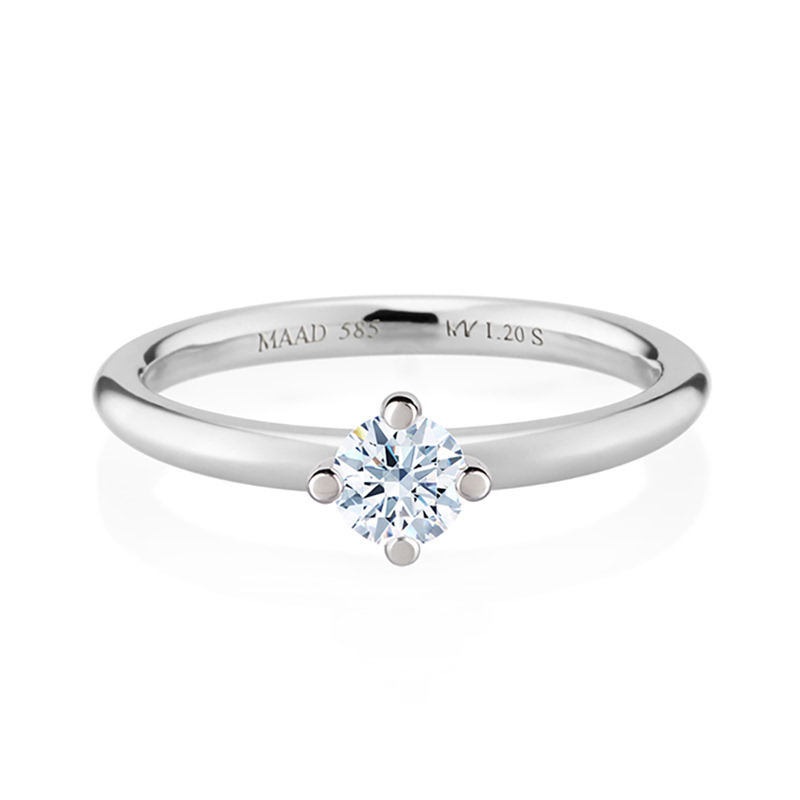 MR-I 오벌밴드_Raised 오벌 솔리테어링 2.0mm (소) 14k 화이트골드 0.3ct