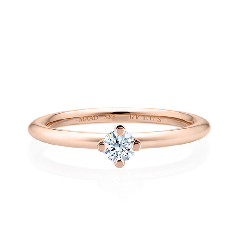 MR-I 오벌밴드_Raised 오벌 솔리테어링 1.7mm (소) 14k 레드골드 0.2ct