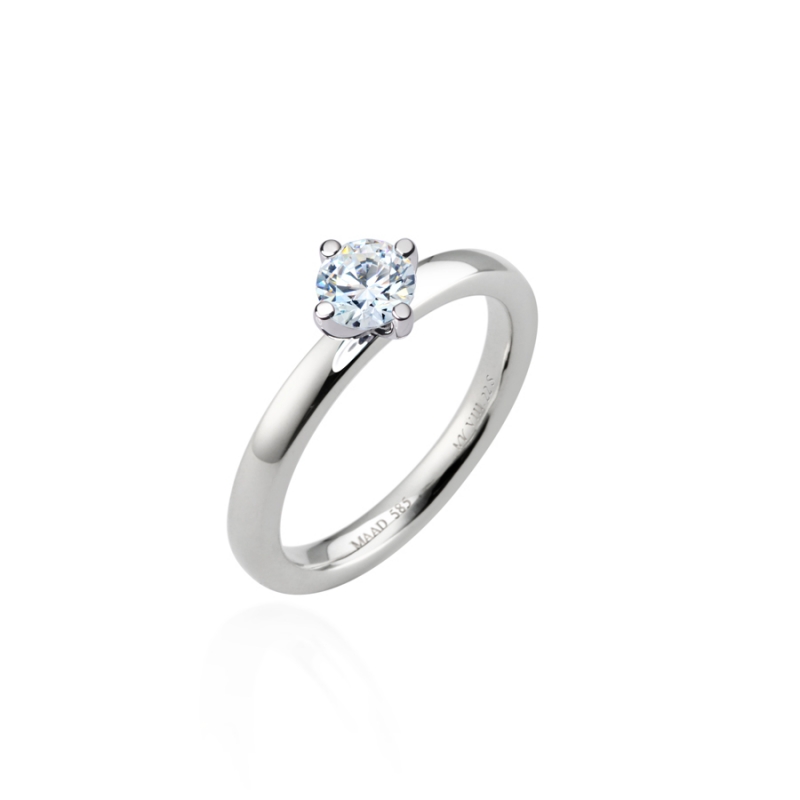 MR-VIII Raised square 0.5ct Solitaire ring 2.2mm 14k White gold