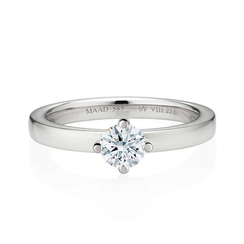 MR-VIII 스퀘어밴드_Raised 오벌 솔리테어링 2.2mm (소) 14k 화이트골드 0.5ct