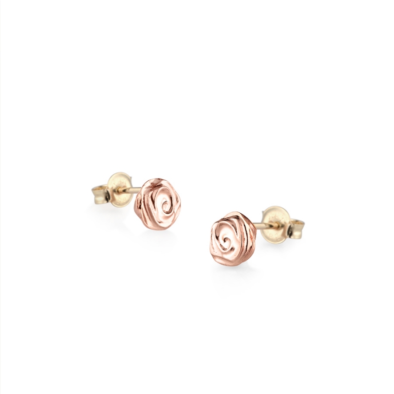 Rose pendant & earring Set 14k Red gold