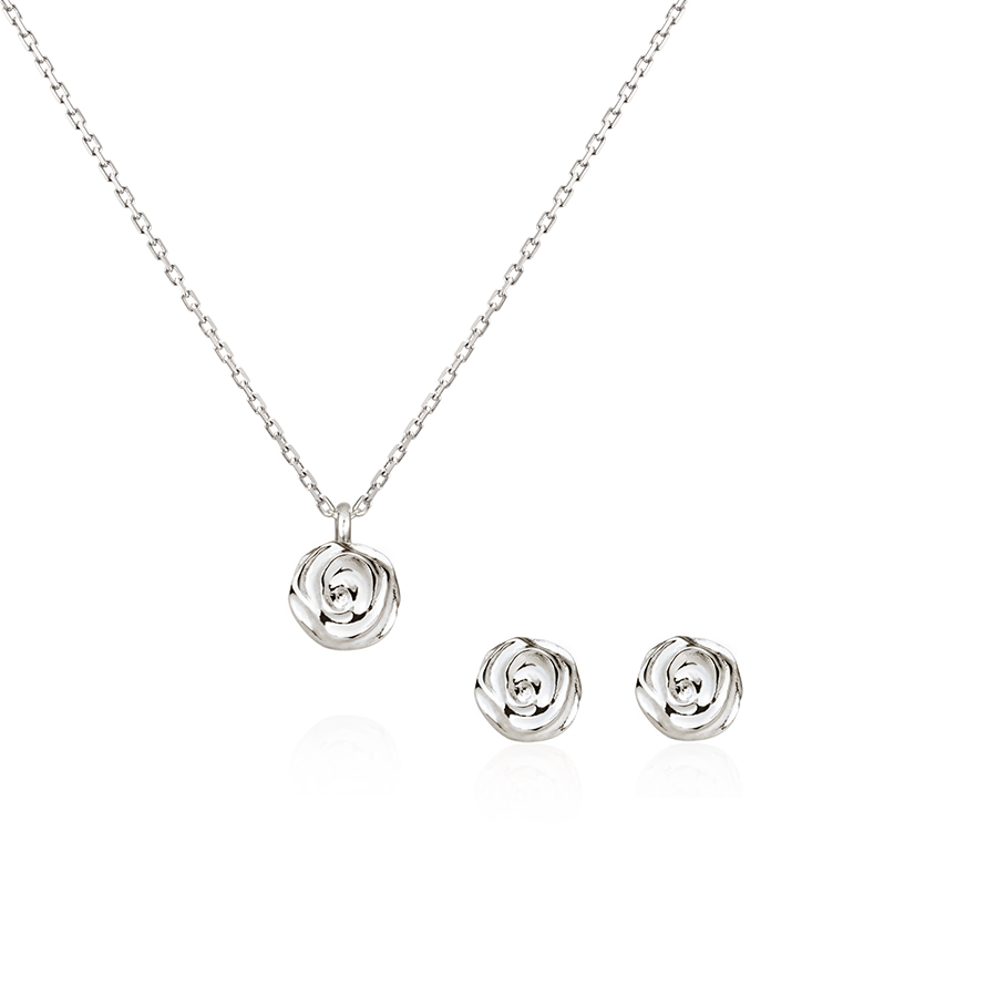 Rose pendant & earring Set Sterling silver