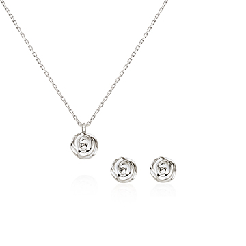 Rose pendant & earring Set Sterling silver