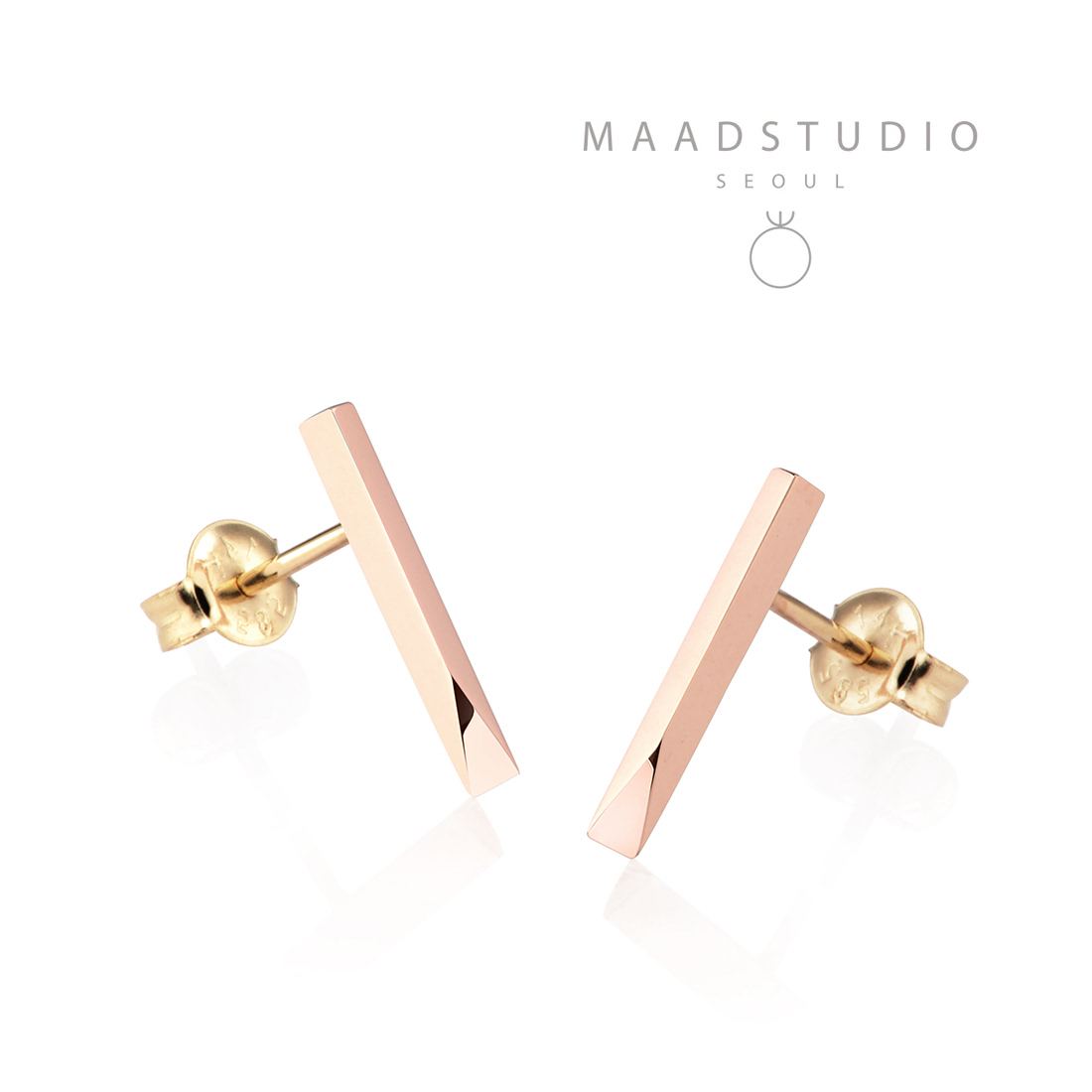 Stick wedge earring 14k Red gold
