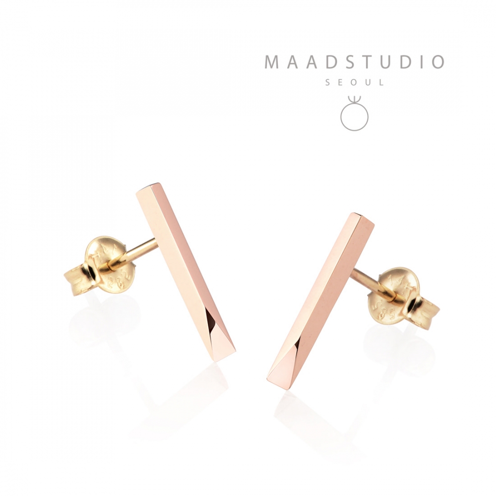 Stick wedge earring 14k Red gold