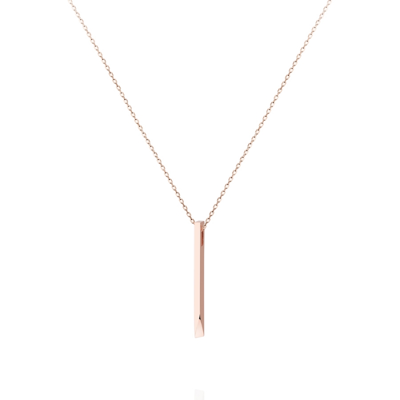 Stick wedge pendant & earring Set 14k Red gold