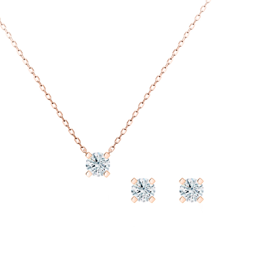 MR 스퀘어 솔리테어 Set 14k 레드골드 0.5ct