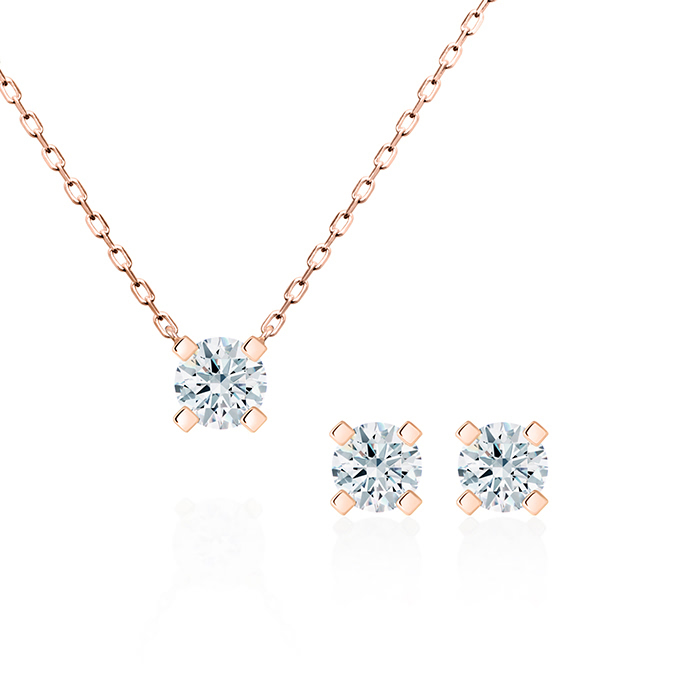 MR 스퀘어 솔리테어 Set 14k 레드골드 0.5ct