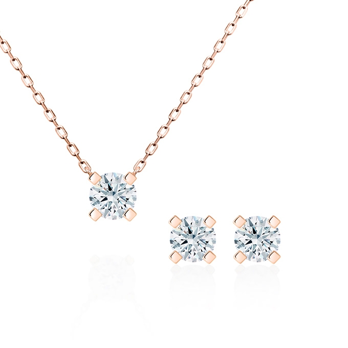 MR 스퀘어 솔리테어 Set 14k 레드골드 0.5ct
