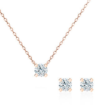 MR Square Solitaire 0.5ct pendant & earring Set 14k Red gold