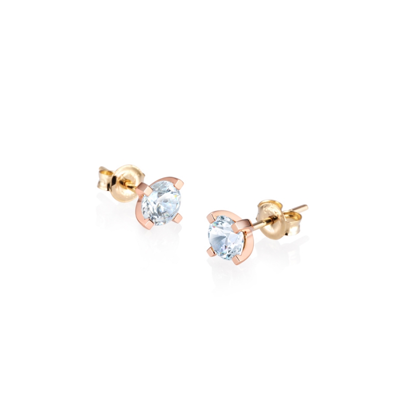 MR Square Solitaire 0.5ct earring 14k Red gold