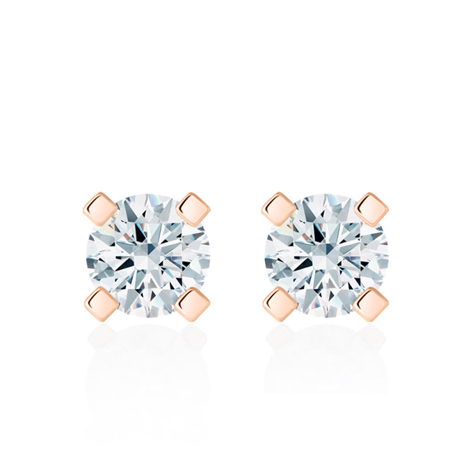 MR 스퀘어 솔리테어 귀걸이 14k 레드골드 0.5ct