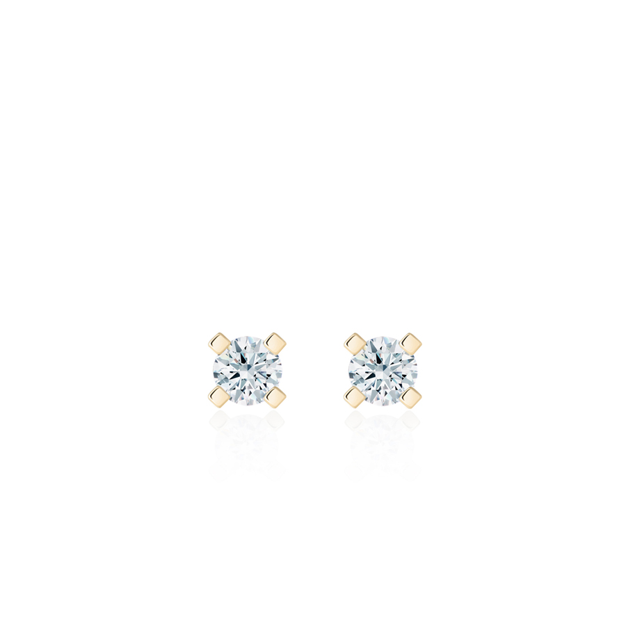 MR Square Solitaire 0.3ct earring 14k gold