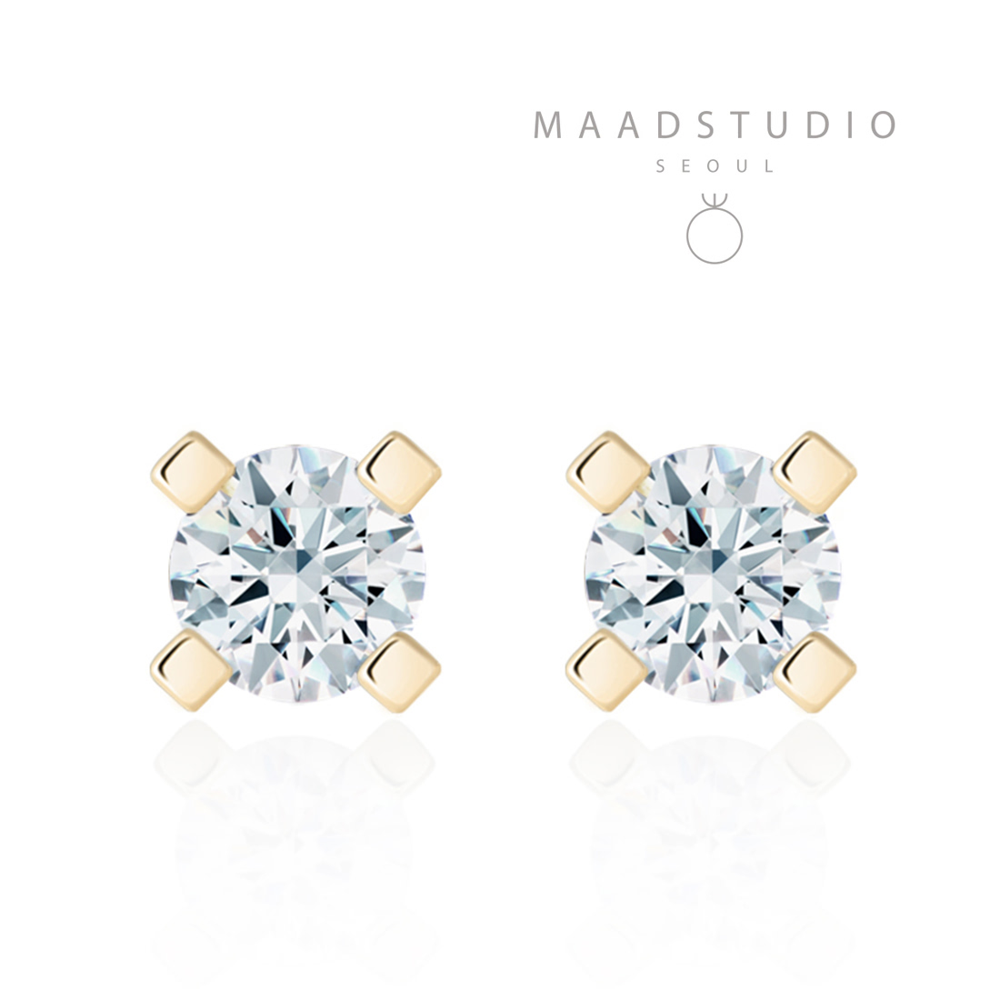 MR Square Solitaire 0.3ct earring 14k gold