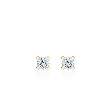 MR Square Solitaire 0.3ct earring 14k gold