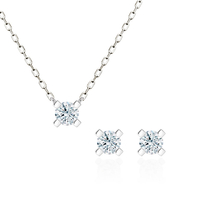 MR 스퀘어 솔리테어 Set 14k 화이트골드 0.2ct