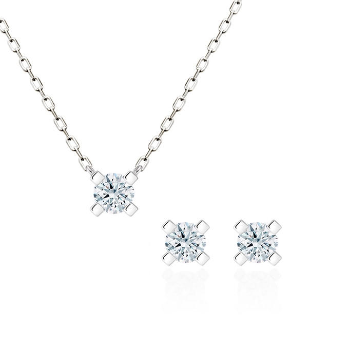 MR 스퀘어 솔리테어 Set 14k 화이트골드 0.2ct