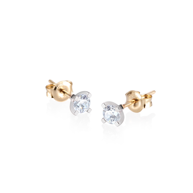 MR Square Solitaire 0.2ct earring 14k White gold