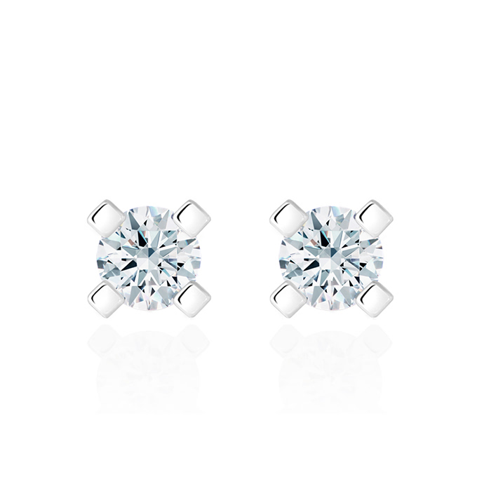 MR 스퀘어 솔리테어 귀걸이 14k 화이트골드 0.2ct