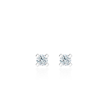 MR Square Solitaire 0.2ct earring 14k White gold