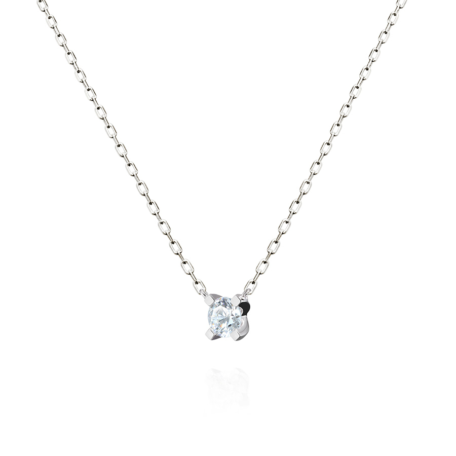 MR 스퀘어 솔리테어 목걸이 14k 화이트골드 0.2ct