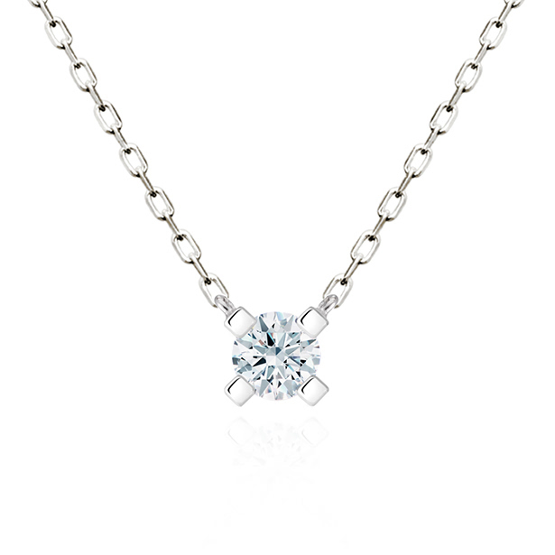 MR 스퀘어 솔리테어 목걸이 14k 화이트골드 0.2ct