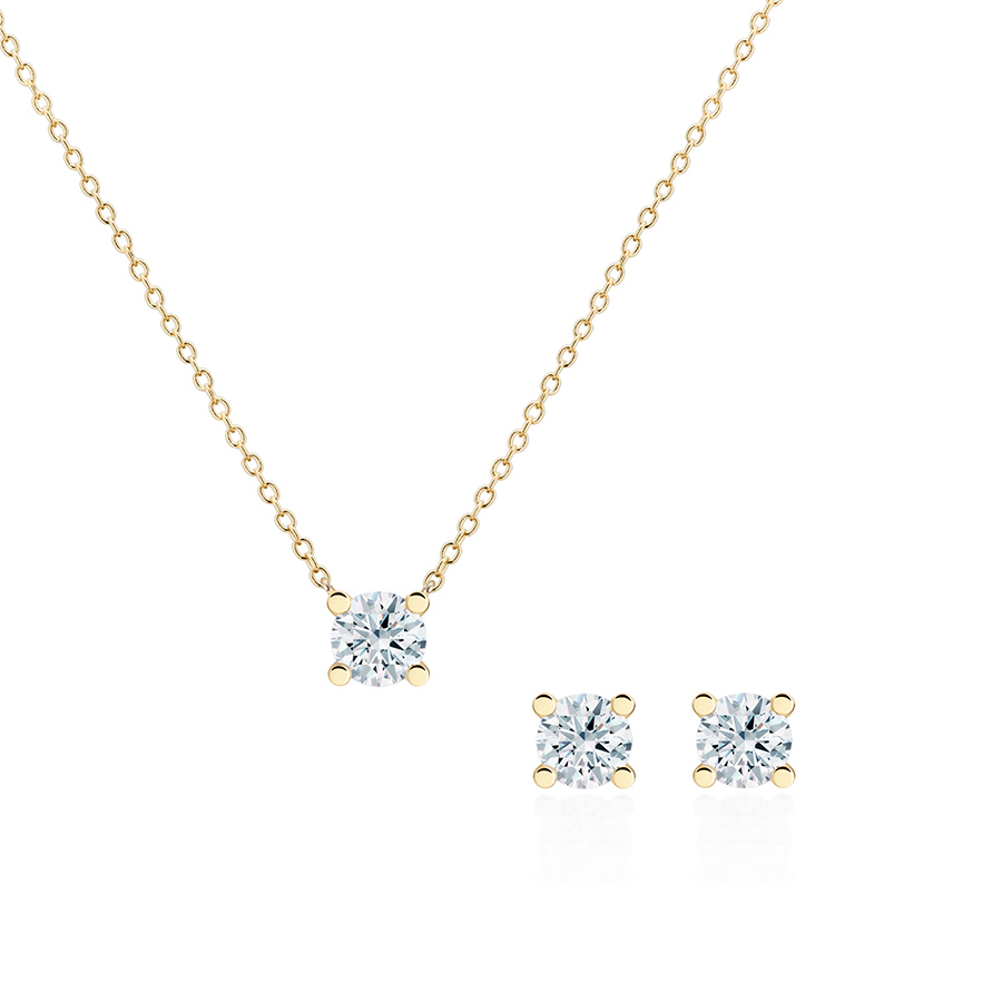 MR Oval Solitaire 0.5ct pendant & earring Set 14k gold