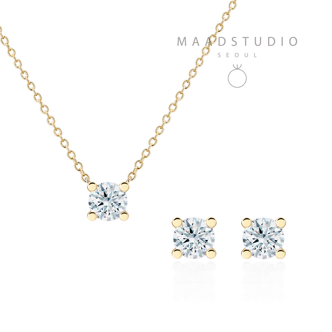 MR Oval Solitaire 0.5ct pendant & earring Set 14k gold