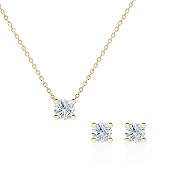 MR Oval Solitaire 0.5ct pendant & earring Set 14k gold