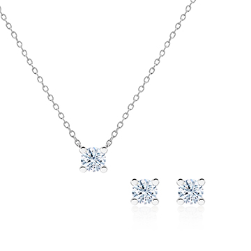 MR Oval Solitaire 0.3ct pendant & earring Set Whtie 14k gold