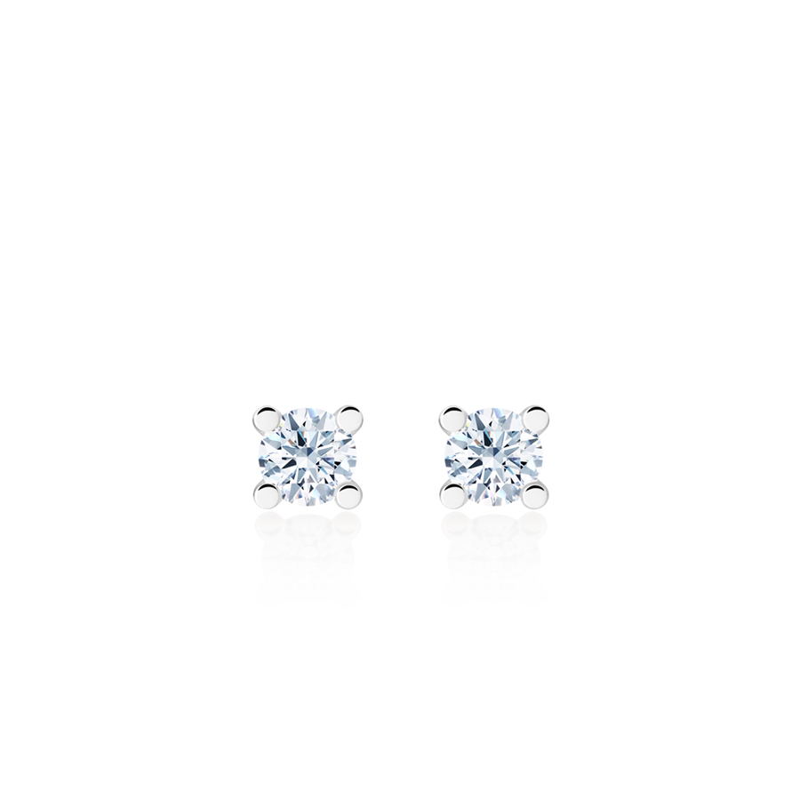 MR Oval Solitaire 0.3ct earring 14k White gold