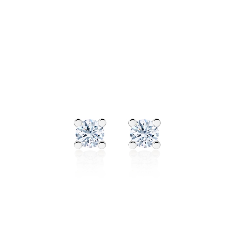 MR Oval Solitaire 0.3ct earring 14k White gold