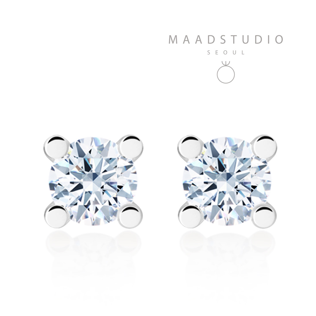 MR Oval Solitaire 0.3ct earring 14k White gold